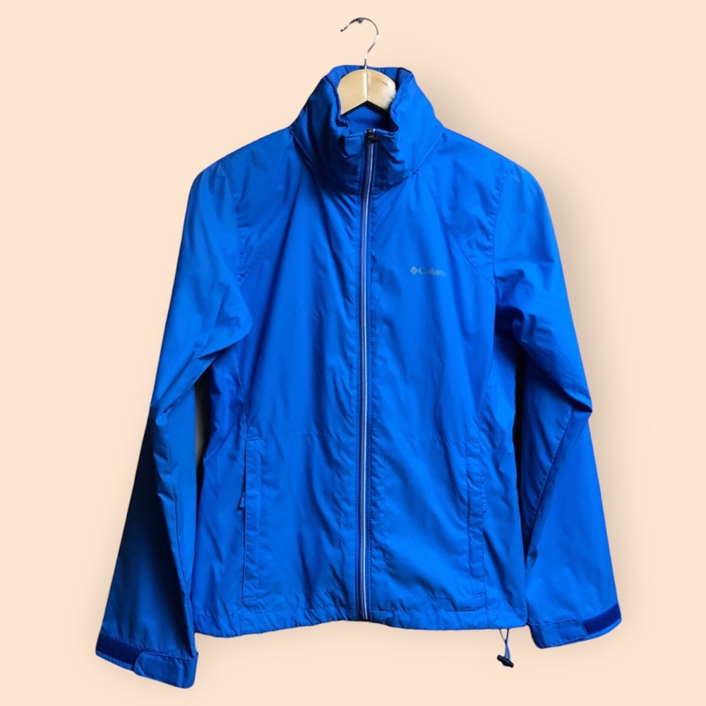 Columbia Lightweight Rain Jacket Windbreaker Blue Packable Outdoors Women Small
